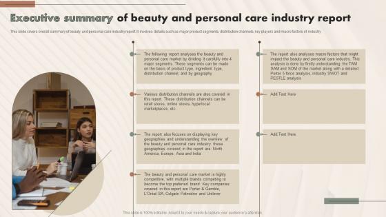 Executive Summary Of Beauty And Personal Care Industry Report Beauty And Personal Care IR SS