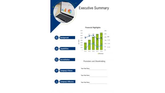 Executive Summary One Pager Sample Example Document