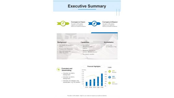 Executive Summary Recruitment Proposal One Pager Sample Example Document