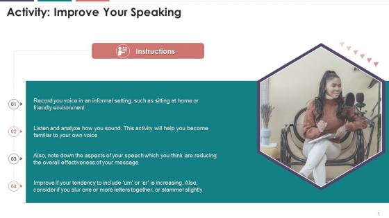 Exercise On Improve Speaking In Business Communication Training Ppt