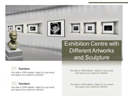 Exhibition centre with different artworks and sculpture