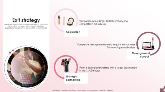 Exit Strategy Beauty Products Company Investment Funding Elevator Pitch Deck