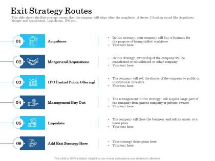 Exit strategy routes acquihires ppt powerpoint presentation slides information