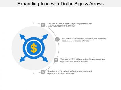 Expanding icon with dollar sign and arrows