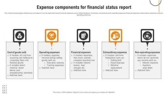 Expense Components For Financial Status Report