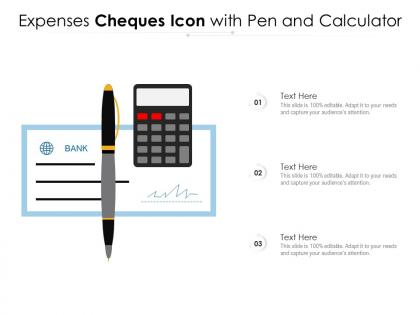 Expenses cheques icon with pen and calculator