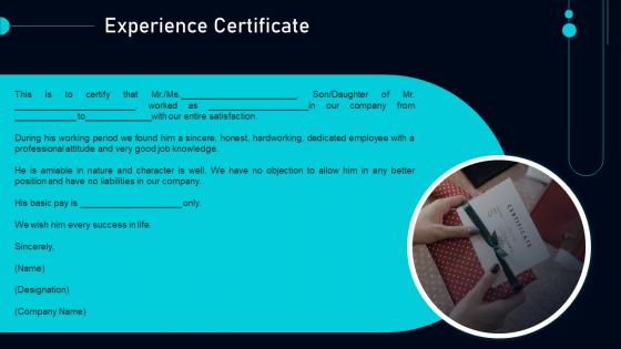 Experience Certificate Employee Separation Policy Handbook Ppt Slides Inspiration