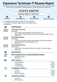 Experience technician it resume report presentation report infographic ppt pdf document