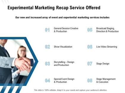 Experimental marketing recap service offered ppt powerpoint presentation pictures templates