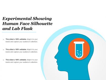 Experimental showing human face silhouette and lab flask