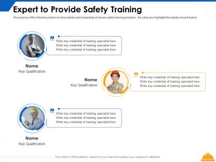 Expert to provide safety training ppt powerpoint presentation file design ideas