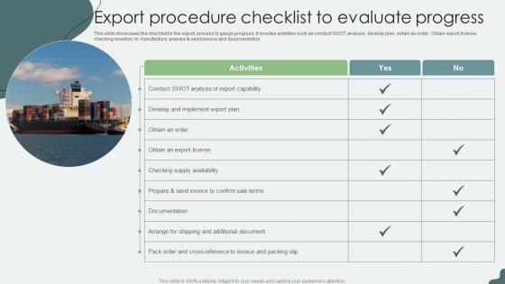 Export Procedure Checklist To Evaluate Progress