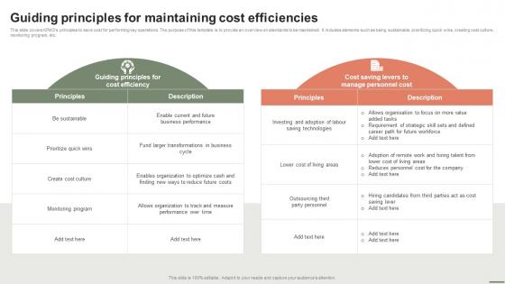 Extensive Business Strategy Guiding Principles For Maintaining Cost Efficiencies Strategy SS V