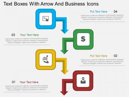 Ey text boxes with arrow and business icons flat powerpoint design