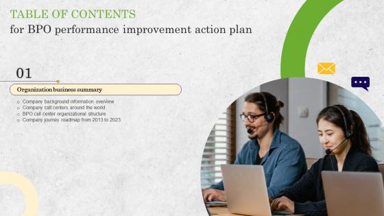 F1226 Bpo Performance Improvement Action Plan For Table Of Contents