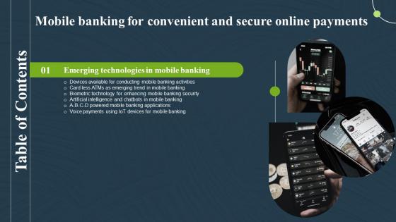 F1403 Mobile Banking For Convenient And Secure Online Payments Table Of Contents Fin SS