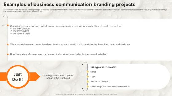 F1530 Examples Of Business Communication Branding Projects Stakeholder Communication Strategy SS V