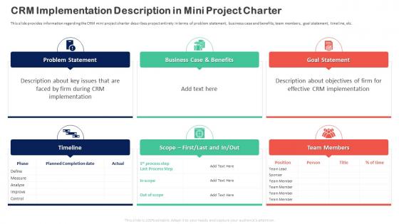 F164 Customer Relationship Transformation Toolkit Crm Implementation Description In Mini Project Charter