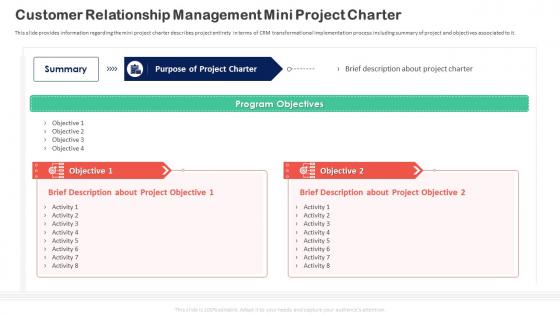 F177 Customer Relationship Transformation Toolkit Customer Relationship Management Mini Project Charter