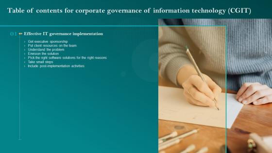F610 Corporate Governance Of Information Technology Cgit For Table Of Contents