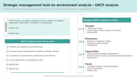 F776 Strategic Management Tools Swot Analysis Strategic Management Overview Process Models