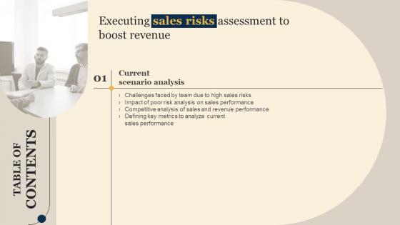 F914 Executing Sales Risks Assessment To Boost Revenue Table Of Contents