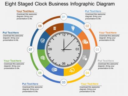 Fa eight staged clock business infographic diagram flat powerpoint design