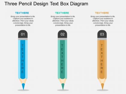 Fa three pencil design text box diagram flat powerpoint design