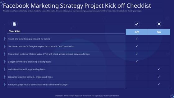 Facebook Marketing Strategy Project Kick Off Checklist