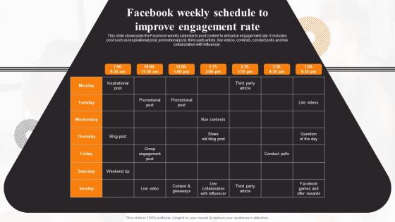 Facebook Weekly Schedule To Improve Engagement Local Marketing Strategies To Increase Sales MKT SS