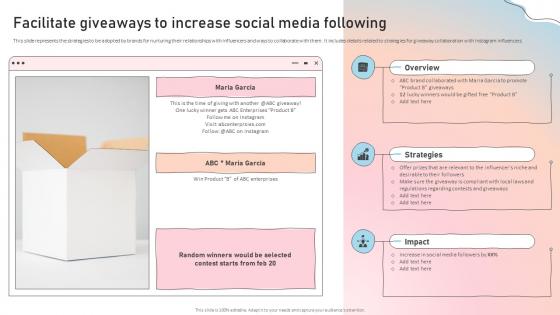 Facilitate Giveaways To Increase Social Influencer Guide To Strengthen Brand Image Strategy Ss