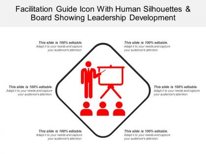 Facilitation guide icon with human silhouettes and board showing leadership development