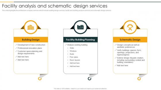 Facility Analysis And Schematic Design Services Architecture Company Profile