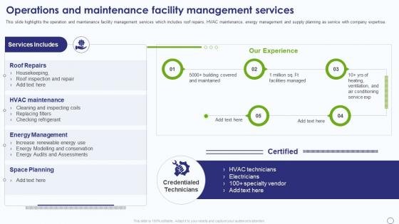 Facility Management Company Profile Operations And Maintenance Facility Management Services