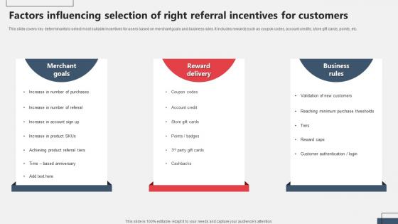 Factors Influencing Selection Of Right Referral Incentives For Referral Marketing MKT SS V