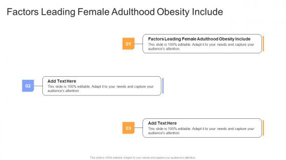 Factors Leading Female Adulthood Obesity Include In Powerpoint And Google Slides Cpb