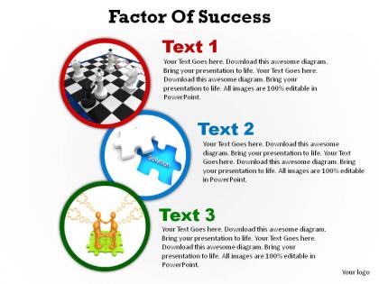 Factors of success shown with circles ppt slides presentation diagrams templates powerpoint info graphics