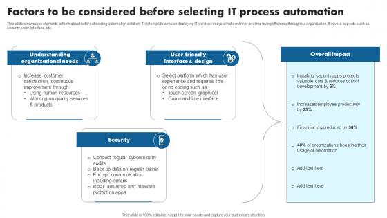 Factors To Be Considered Before Selecting IT Process Automation