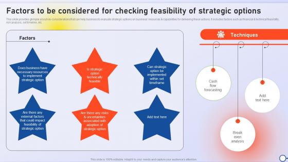 Factors To Be Considered For Checking Feasibility Minimizing Risk And Enhancing Performance Strategy SS V