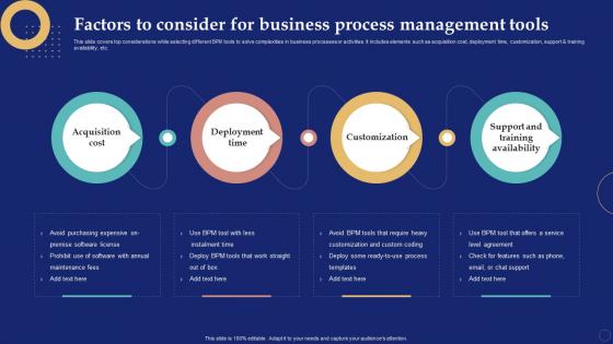 Factors To Consider For Business Process Management Tools Business Process Management System