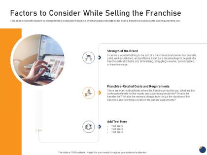 Factors to consider while selling the franchise offering an existing brand franchise