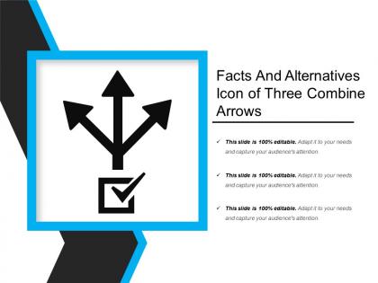 Facts and alternatives icon of three combine arrows