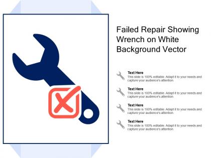 Failed repair showing wrench on white background vector