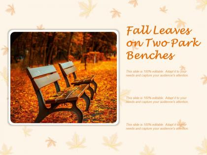 Fall leaves on two park benches