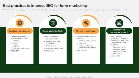 Farm Produce Marketing Approach Best Practices To Improve Seo For Farm Marketing Strategy SS V