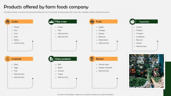 Farm Produce Marketing Approach Products Offered By Farm Foods Company Strategy SS V