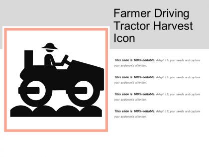 Farmer driving tractor harvest icon