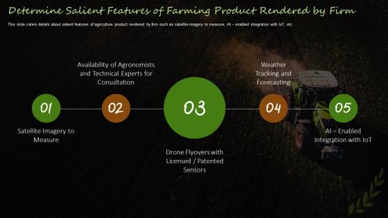 Farming Firm Elevator Pitch Deck Determine Salient Features Of Farming Product Rendered By Firm
