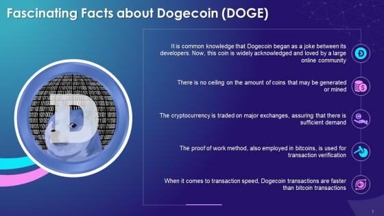 Fascinating Facts About Dogecoin Doge Training Ppt