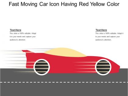 Fast moving car icon having red yellow color
